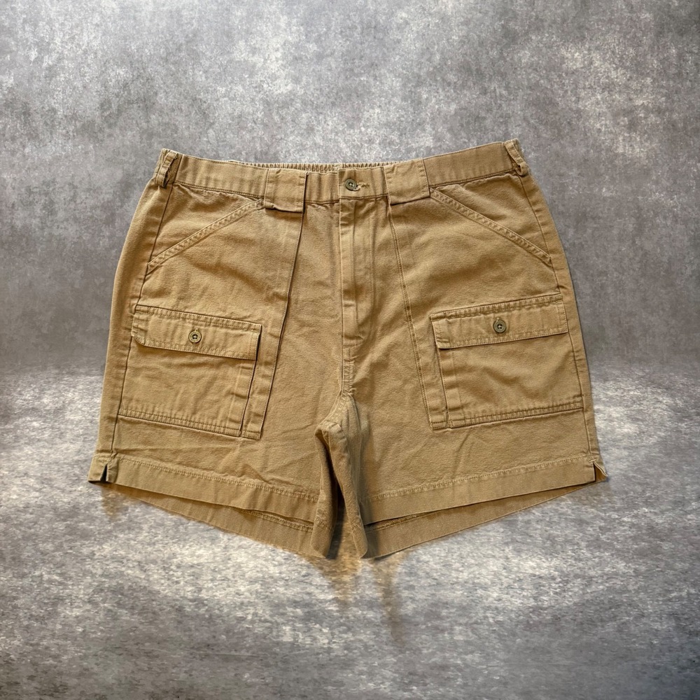 Sportif USA Mens Cargo Shorts 36 Khaki Tan Elastic Waist 7 Pocket Boating Hiking